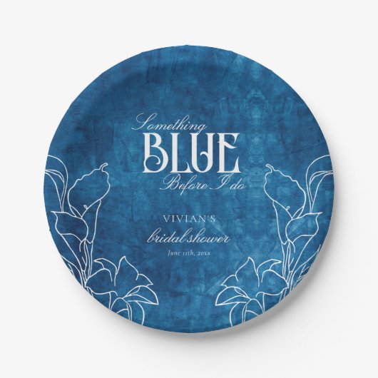 Etwas Blau, bevor ich weiß blumen Pappteller (Vorderseite)