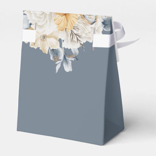 ETWAS BLAU - BLUME auf Blauer Hochzeit Geschenkschachtel (Rückseite)