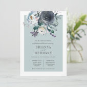 Etwas Blau | Blume Hochzeit Probe Dinner Einladung (Stehend Vorderseite)