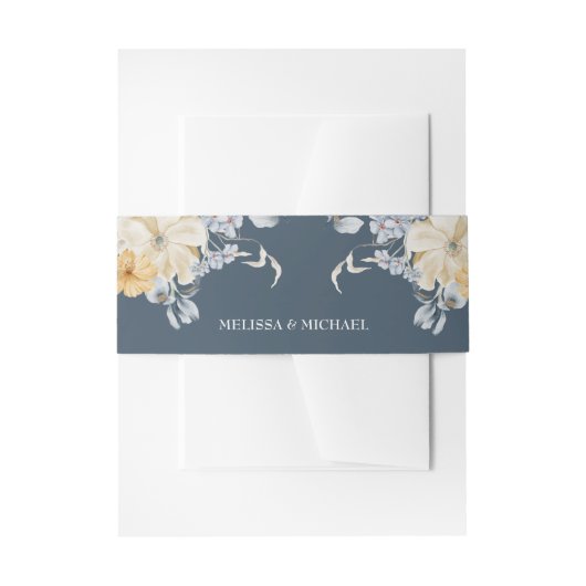 ETWAS BLAU, BLÜTTER BLUME auf blau Einladungsbanderole (Vorderseite Beispiel)