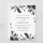 Etwas Blau | Boho Chic Botanische Hochzeit Einladung (Vorderseite)