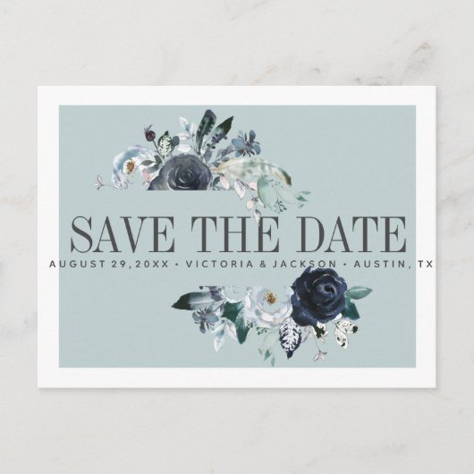 Etwas Blau | Boho WEDD SPEICHERN DAS DATUM Ankündigungspostkarte (Vorderseite)