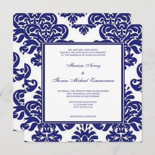 Etwas Blau Einladung (Vorne/Hinten)