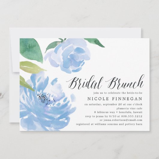 Etwas Blau | Einladung von Bridal Brunch (Vorderseite)