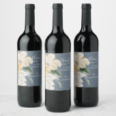ETWAS BLAU - Elegante Blumen auf Blauer Hochzeit Weinetikett (Flaschen)