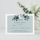 Etwas Blau | Floral Wedding RSVP MEAL Option Karte (Stehend Vorderseite)