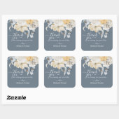 ETWAS BLAU Hochzeit Danke an Sie auf Blue Square Quadratischer Aufkleber (Blatt)