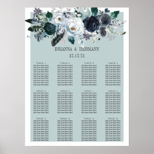 Etwas Blau   Hochzeitsdiagramm für Blume Poster