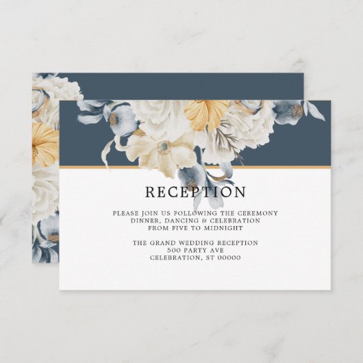 ETWAS BLAU| Hochzeitsempfangskarte (Vorne/Hinten)