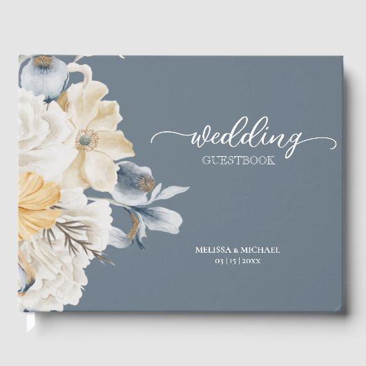 ETWAS BLAU - MUTIERTE BLUMENHochzeit Gästebuch (Vorderseite)