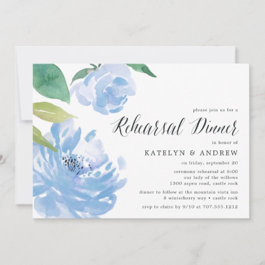 Etwas Blau | Probe - Abendessen Einladung (Vorderseite)