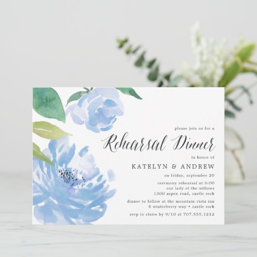 Etwas Blau | Probe - Abendessen Einladung (Stehend Vorderseite)