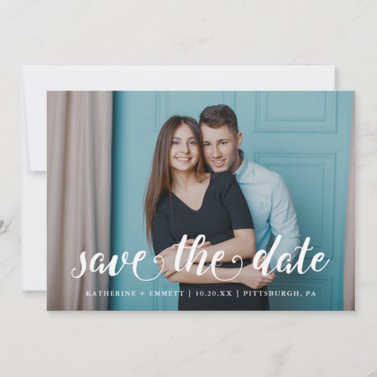 Etwas Blau Save the Date Foto (Vorderseite)