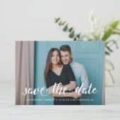 Etwas Blau Save the Date Foto (Stehend Vorderseite)