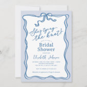 Etwas Blau Sie bindet das Brautparty des Knotens Einladung (Vorderseite)