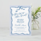 Etwas Blau Sie bindet das Brautparty des Knotens Einladung (Stehend Vorderseite)