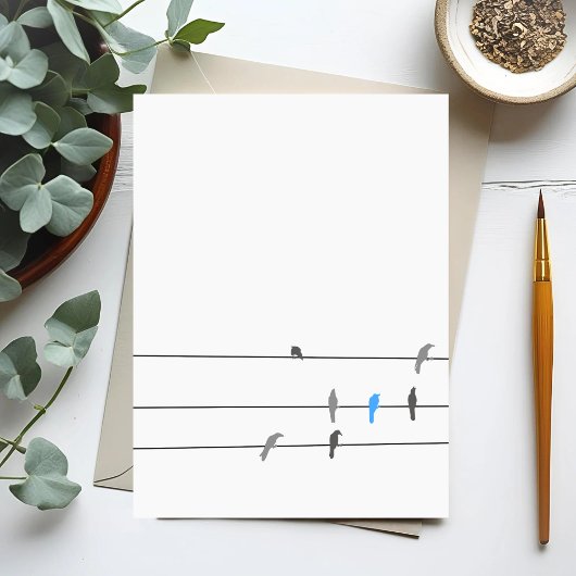 Etwas Blau | Simplistic Bird Sky Painting Postkarte