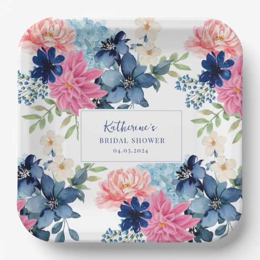 Etwas Blau vor dem Brautparty Pappteller (Vorderseite)