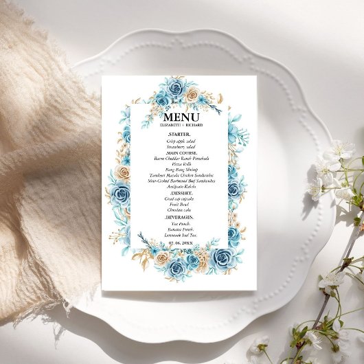 Etwas Blau Vor dem Duschen Brautparty Menükarte