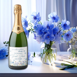 Etwas Blau vor dem "I do" Blumenkohl-Brautparty Schaumweinetikett