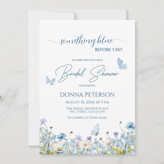 Etwas Blau vor dem QR-Code-Brautparty "I do" Einladung (Vorderseite)