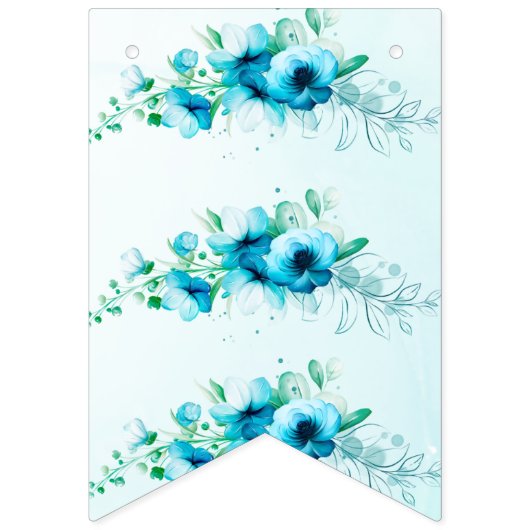 Etwas Blaue Braut, um ein blumiges Brautparty zu s Wimpelkette (Zweite Fahne)