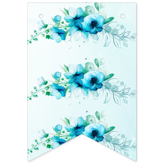 Etwas Blaue Braut, um ein blumiges Brautparty zu s Wimpelkette (Erste Fahne)