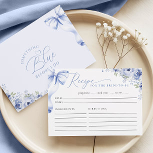 Etwas Blaue Florale Rezept-Einlagekarte Begleitkarte