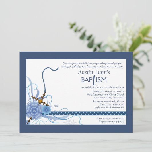 Etwas blaue religiöse Einladung (Stehend Vorderseite)