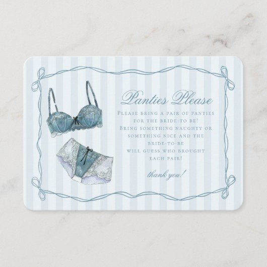 Etwas Blaue Wäsche Dusche Slips Bitte Begleitkarte (Vorderseite)