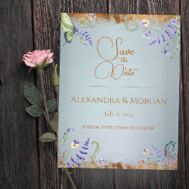 Etwas Blaue Wildblume Save the Date Postkarte