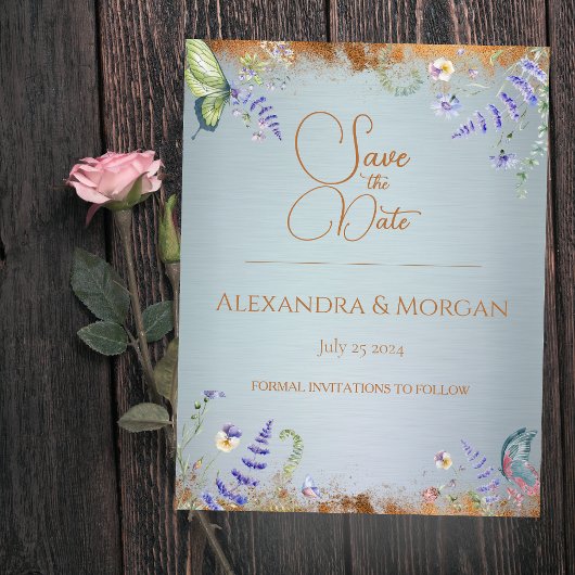 Etwas Blaue Wildblume Save the Date Postkarte