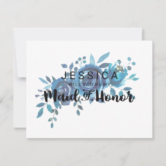 Etwas Blauer Flora wirst du meine Trauzeugin sein Einladung (Vorderseite)