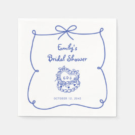 Etwas Blauer Handgezeichneter Whimsikkuchen Serviette