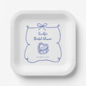 Etwas Blauer Whimsikaler Handgezeichneter Kuchen Pappteller (Vorderseite)