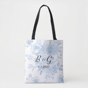 Etwas Blaues bevor ich Blaues Blumen-Toile mache Tasche