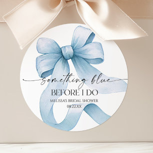 Etwas Blaues, bevor ich das blaue Schleifen-Bridal Runder Aufkleber