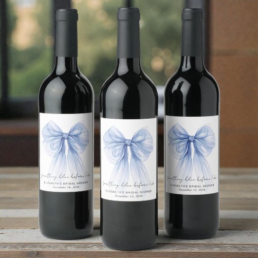 Etwas Blaues, bevor ich den Brautstrauß binde Jung Weinetikett