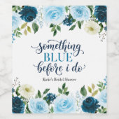 Etwas Blaues bevor ich die Navy-Blumen-Hochzeits-S Weinetikett (Einzelnes Label)