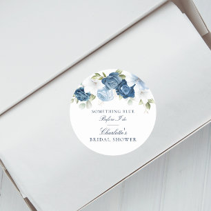 Etwas Blaues bevor ich es tue Florale Hochzeitsdus Runder Aufkleber