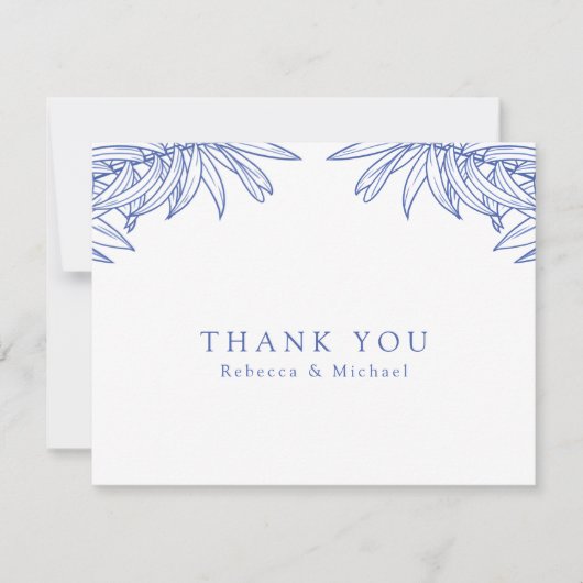 Etwas Blaues Blatt Botanische Hochzeit Dankeskarte (Vorderseite)