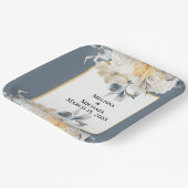 ETWAS BLAUES BLUE FLORAL WEDING on BLAUE Pappteller (Gewinkelt)