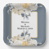 ETWAS BLAUES BLUE FLORAL WEDING on BLAUE Pappteller (Vorderseite)