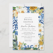 Etwas blaues, blühendes Chinoiserie-Brautparty Einladung (Vorderseite)