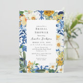 Etwas blaues, blühendes Chinoiserie-Brautparty Einladung (Stehend Vorderseite)
