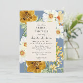 Etwas blaues, blühendes Chinoiserie-Brautparty Einladung (Stehend Vorderseite)