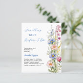 Etwas blaues Blumen Bridal Dusche Einladung (Stehend Vorderseite)