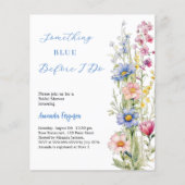 Etwas blaues Blumen Bridal Dusche Einladung (Vorderseite)