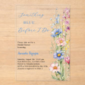 Etwas blaues, blumenrosa Brautparty Acryleinladungen (Vorderseite)