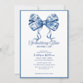 Etwas blaues Bogen-Chinoiserie-Brautparty Einladung (Vorderseite)